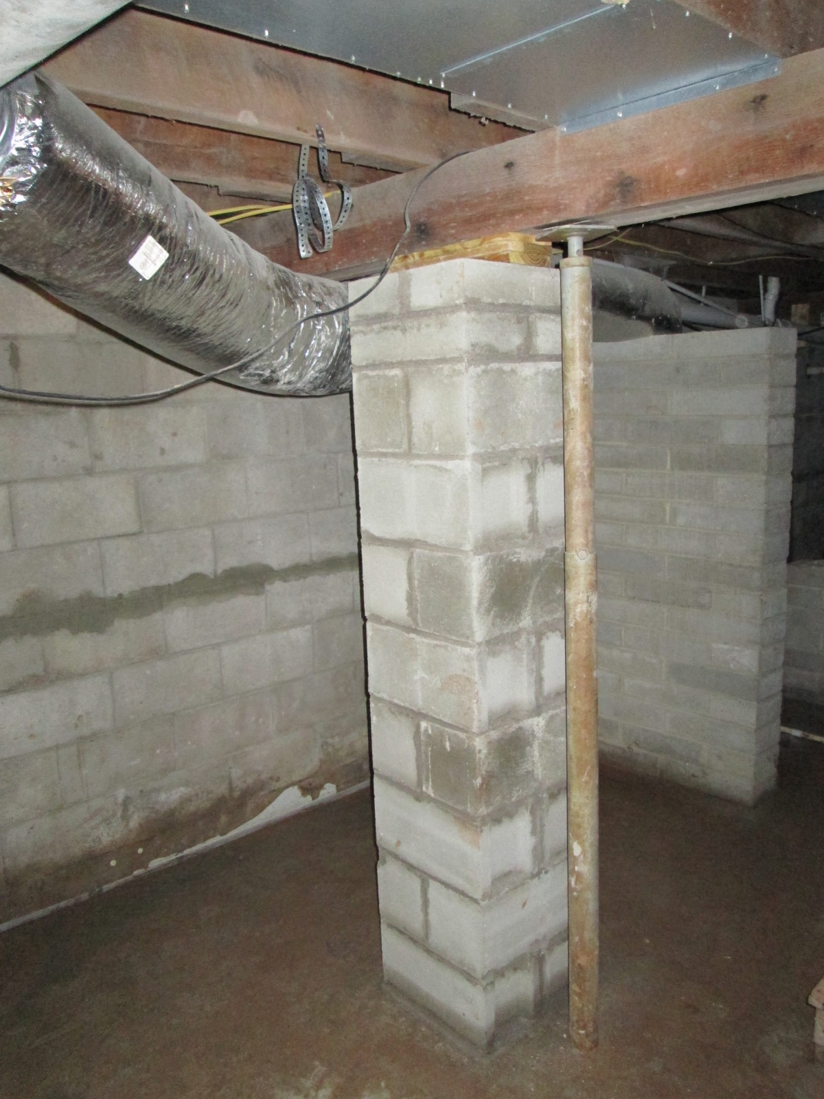 new pilaster in basement Atlantic Foundation & Repair Crawl Space