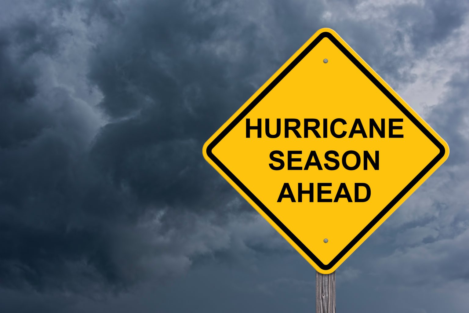 Hurricane Season Ahead Caution Sign Atlantic Foundation & Crawl Space